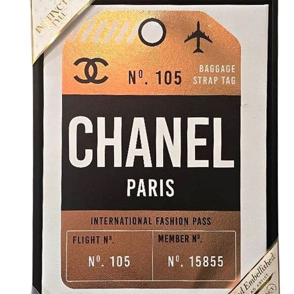 Instinct Style Chanel Paris Fashion Pass Luggage Tag Framed Canvas Wall Decor - Picture 3 of 6